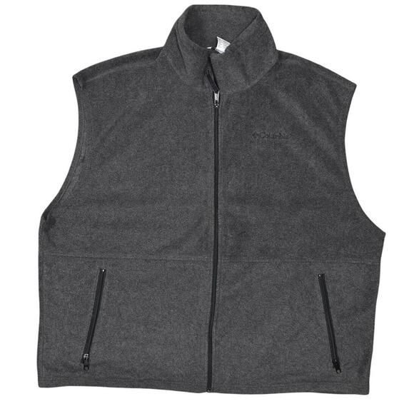 Columbia Men's 2XL Gray Polyester Fleece Full Zip Vest Solid Pockets Sleeveless - Picture 1 of 7